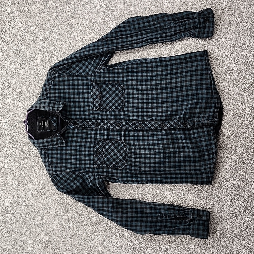 Cotton On Shirt Womens Size Medium Plaid Flannel Top Green Black Long Sleeve